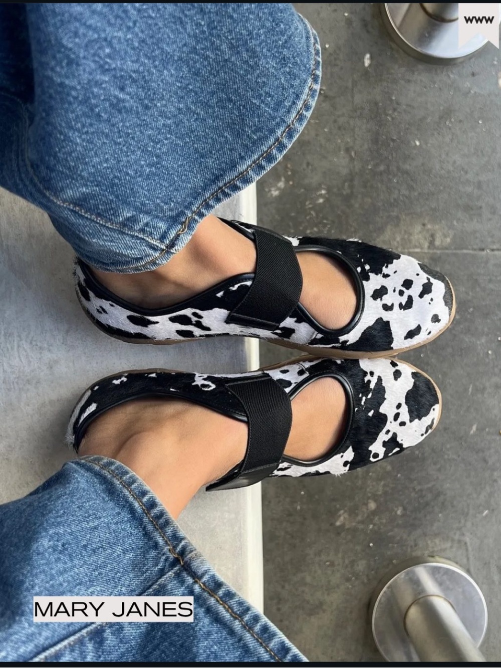 Steve Madden Black and White Cow Print Scooter Mary Jane Sneakers Sz 6
